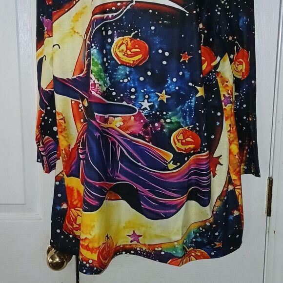 Halloween pumpkins galaxy witch holiday spooky shirt Sz XXL NWOT - Picture 2 of 8